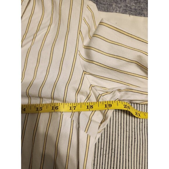 Womens New York Company Yellow Stripe Casual Button Down Blouse Shirt Medium - Picture 6 of 8